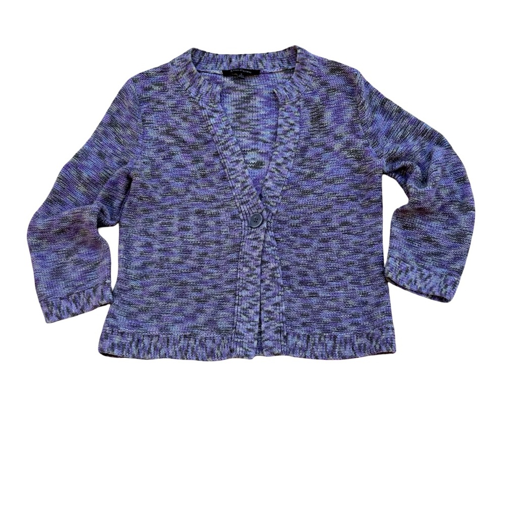 EVAN PICONE Heathered Lavender Cropped Cardigan Boxy Knit Sweater Size S